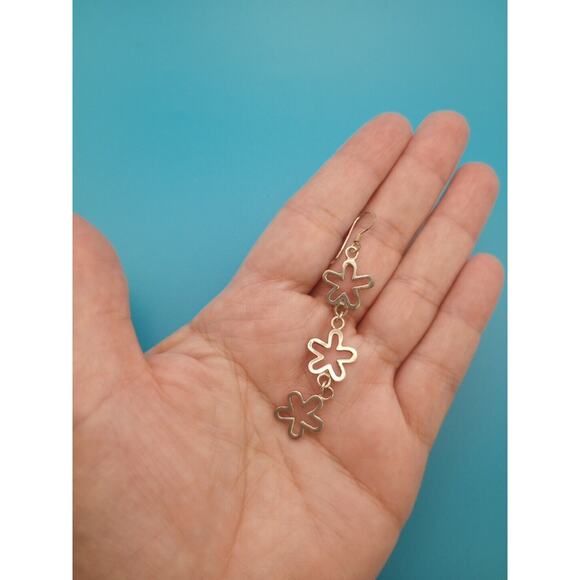 Marsala Sterling Silver .925 Dangle Earrings Flower - Picture 4 of 6